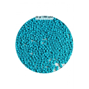 Turquaz Mavi Renk 4 mm Yaklaşık 660 adet / 60 gram Cam Boncuk Oya Yazma Bileklik ve Kolye
