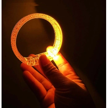 Turuncu Led Işıklı Baskı Yapılabilen Pilli Bileklik Bilezik 1,5 cm Genişlik