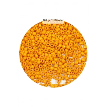 Turuncu Renk 4 mm Yaklaşık 1100 adet / 100 gram Cam Boncuk Oya Yazma Bileklik ve Kolye