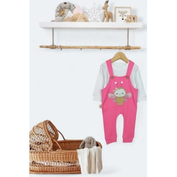 Turuncu Renk Kız Bebek & Çocuk Pamuklu 2 Parça Tulum