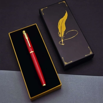 Tüylü Kalem Motif Kutulu Kırmızı Roller Kalem