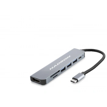 Type-C Combo Hub Hdmi 4K Usb 3.0 Kart Okuyucu 7 Port - Gri HDX7835