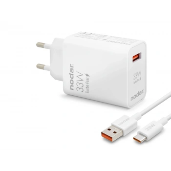Type-C Hızlı Şarj Seti 33W Usb Adaptörlü - Beyaz ND1006