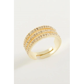 Üç Sıra Zirkon Taşlı Yüzük