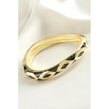 Üçgen İşlemeli Mineli Kelepçe Bileklik