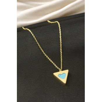 Üçgen Sedef Çelik Kolye