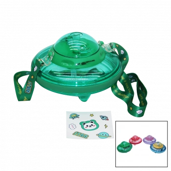 UFO MODELİ RENKLİ MİKA KRİSTAL SULUK MATARA PİPETLİ - TAŞIMA ASKILI 550ML ( HERHANGİ BİR RENK  GÖNDERİLİR )  (4887)