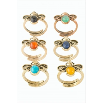 Uğur Böceği Doğaltaşlı Otantik Yüzük