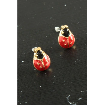 Uğur Böceği Mineli Minik Küpe