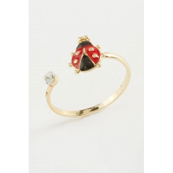 Uğur Böceği Mineli Taşlı Yüzük