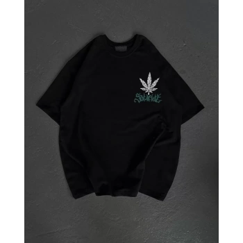 Unisex Bisiklet Yaka Baskılı Oversize TShirt