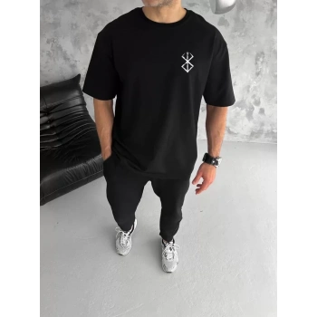 Unisex Bisiklet Yaka Baskılı Oversize TShirt