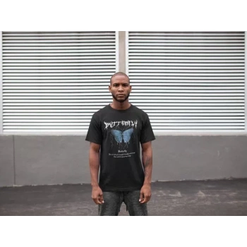 Unisex Bisiklet Yaka Baskılı Oversize TShirt