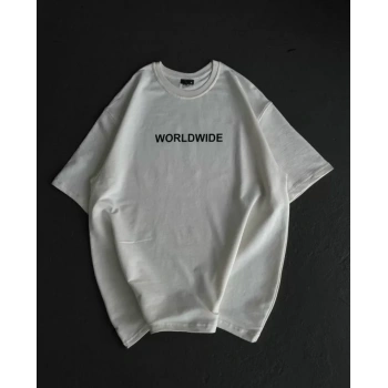 Unisex Bisiklet Yaka Baskılı Oversize TShirt