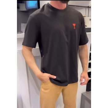 Unisex Bisiklet Yaka Baskılı Oversize TShirt