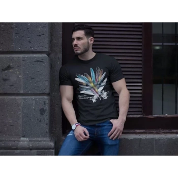 Unisex Bisiklet Yaka Baskılı Oversize TShirt