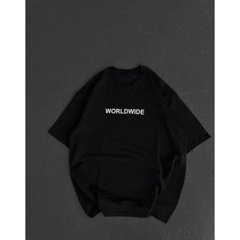 Unisex Bisiklet Yaka Baskılı Oversize TShirt