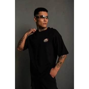 Unisex Bisiklet Yaka Baskılı Oversize TShirt