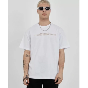 Unisex Bisiklet Yaka Baskılı Oversize TShirt