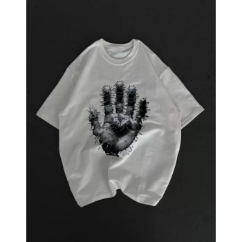 Unisex Bisiklet Yaka Baskılı Oversize TShirt