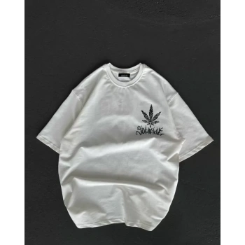 Unisex Bisiklet Yaka Baskılı Oversize TShirt