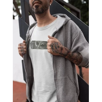 Unisex Bisiklet Yaka Baskılı Oversize TShirt