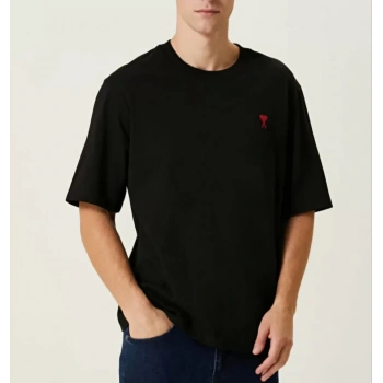 Unisex Bisiklet Yaka Baskılı Oversize TShirt