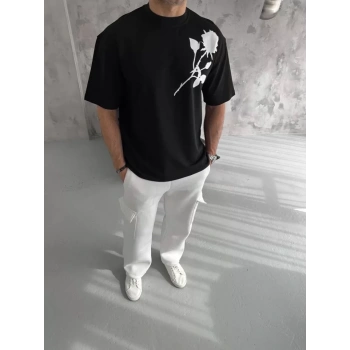 Unisex Bisiklet Yaka Baskılı Oversize TShirt