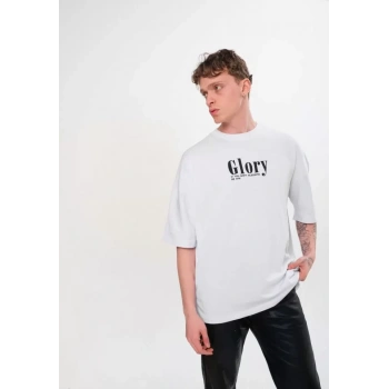 Unisex Bisiklet Yaka Baskılı Oversize TShirt  Siyah