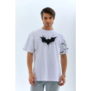 Unisex Ön Ve Kol Baskılı Oversize Tshirt