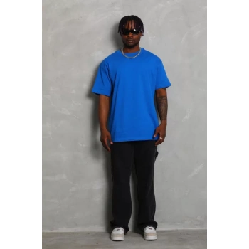 Unisex Oversize Düz Bisiklet Yaka TShirt