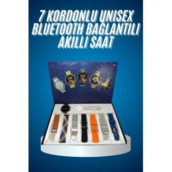 Unısex Yuvarlak Ekranlı 7 Kordonlu Akıllı Saat Gps Destekli Çoklu Kordon Seçeneği