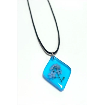 Unutmabeni Çiçeği Baklava Dilimli Epoksi Kolye