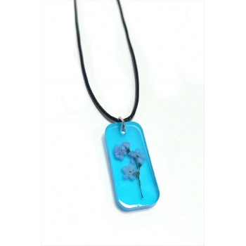 Unutmabeni Çiçeği Dikdörtgen Epoksi Kolye