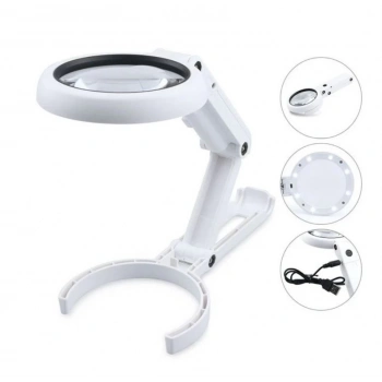 Usb Şarj Edilebilir Katlanabilir 3.5-10x Büyüteç 8 Ledli Masa Ve Eliçin  Taşınabilir Büyüteç Fs90rc