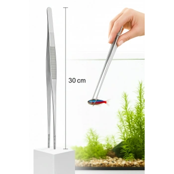 Uzun 30 cm Çelik Cımbız - Akvaryum Maşası