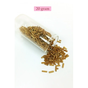 Uzun Boru Kesme Boncuk Çap 2mm Uzunluk 10 mm - 20 Gram - Altın Sarısı - BNC231