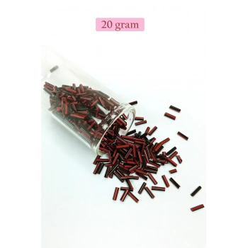 Uzun Boru Kesme Boncuk Çap 2mm Uzunluk 10 mm - 20 Gram - Kırmızı Siyah - BNC252