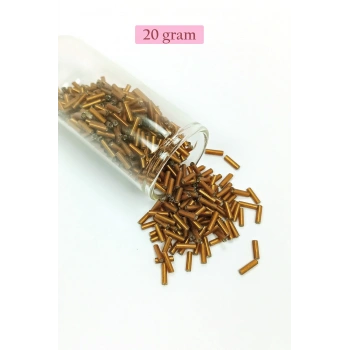 Uzun Boru Kesme Boncuk Çap 2mm Uzunluk 10 mm - 20 Gram - Koyu Altın - BNC226