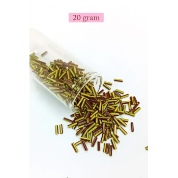 Uzun Boru Kesme Boncuk Çap 2mm Uzunluk 10 mm - 20 Gram - Koyu Kırmızı Sarı - BNC258