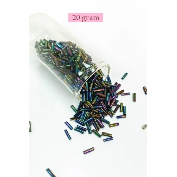 Uzun Boru Kesme Boncuk Çap 2mm Uzunluk 10 mm - 20 Gram - Mavi Yeşil - BNC230