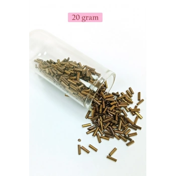 Uzun Boru Kesme Boncuk Çap 2mm Uzunluk 10 mm - 20 Gram - Parlak Gold - BNC249