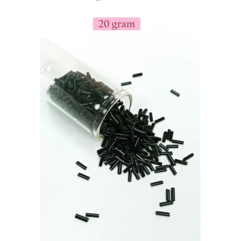Uzun Boru Kesme Boncuk Çap 2mm Uzunluk 10 mm - 20 Gram - Siyah - BNC241