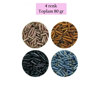 Uzun Boru Kesme Boncuk Çap 2mm Uzunluk 10 mm - 4 Renk - Toplam 80 Gram - BNC426