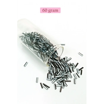 Uzun Boru Kesme Boncuk Çap 2mm Uzunluk 10 mm - 60 Gram - Siyah Beyaz - BNC290