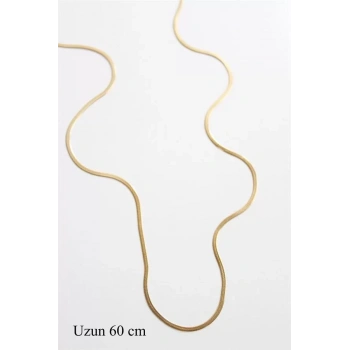 Uzun İnce İtalyan Zincir Kolye (60 cm) - Altın