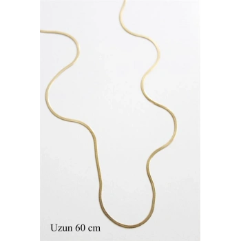 Uzun İnce İtalyan Zincir Kolye (60 cm) - Altın