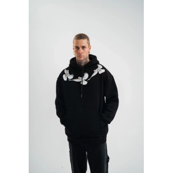 Uzun Kol Bisiklet Yaka Yıkamalı SweatShirt - Siyah -