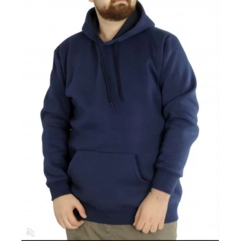 Uzun Kol Kapşonlu Basic Sweatshirt hoodie - Lacivert