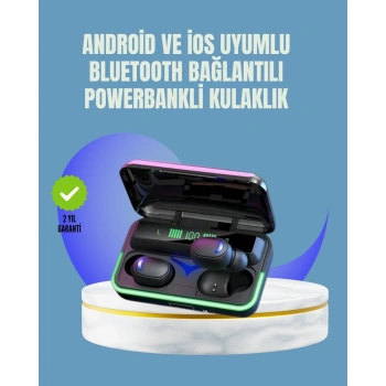 Uzun Pil Ömürlü E10 Powerbank Bluetooth Kulaklık Led Gösterge